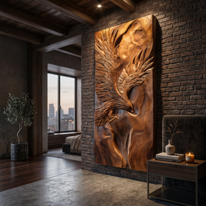 Dynamic Eagle Wood Wall Art Contemporary Executive Office Interior