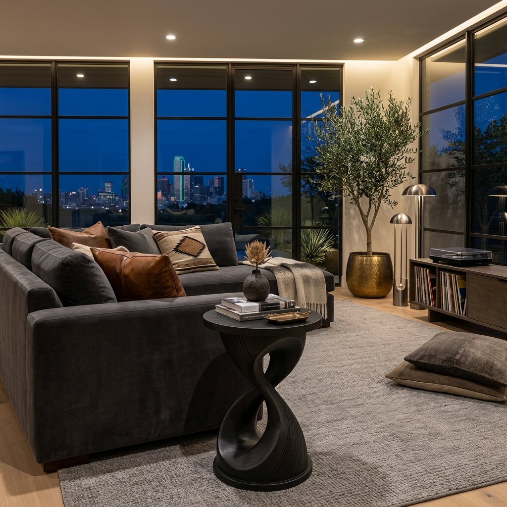 Luxury Side Table With Hourglass Shape Base For Living Room