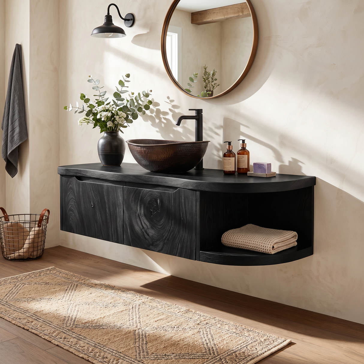 Mediterranean Contemporary Vanity Cabinet Coastal Villa