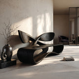 Contemporary Curved Bench With Cross Backrest For Living Room