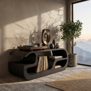 Minimalist Curved Record Player Stand City Apartment