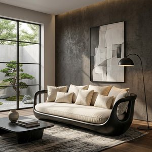Organic Modern Sculptural Wooden Sofa For Living Room