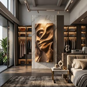 Sculpted Female Face Wood Wall Art Luxury Reading Room Decor