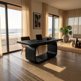 Resort Style Executive Desk With Curved Base For Ocean View Bedroom