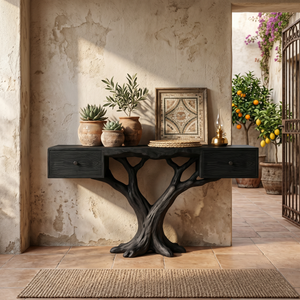 Organic Live Edge Console Table Contemporary Hallway