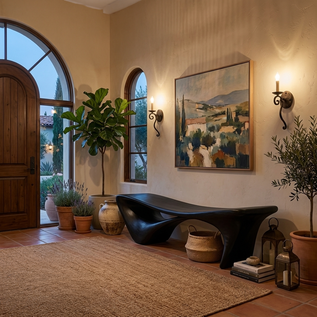 Modern Sculptural Bench For Entryway Or Living Room