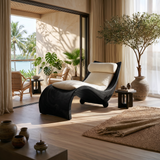 Curved Walnut Chaise Lounge Luxury Contemporary Living Room Decor