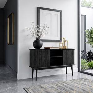 Organic Wooden Fluted Console Table For Entryway