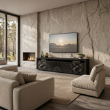 Luxury TV Stand With Sun And Ocean Carved Doors For Living