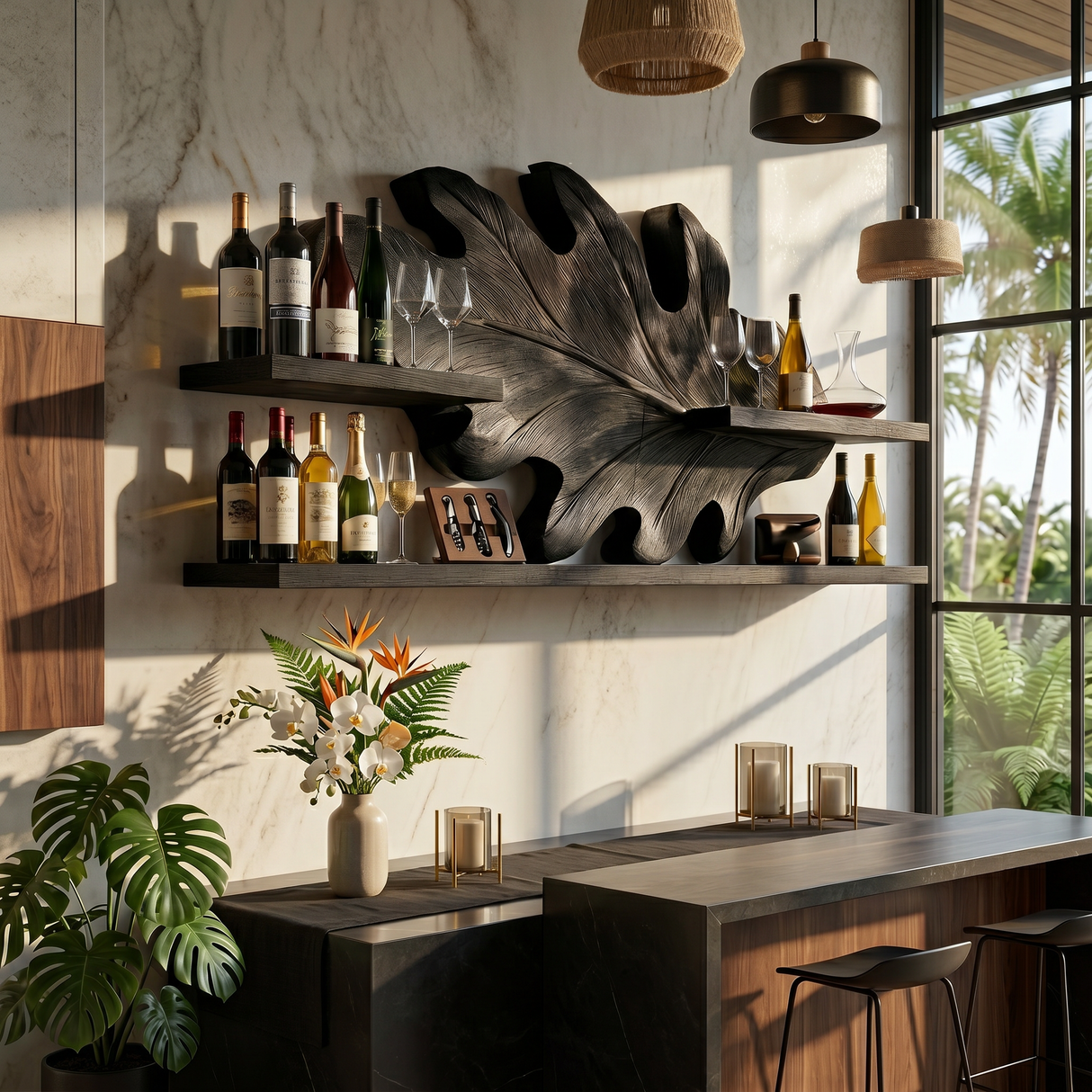 Farmhouse Wall Wine Rack For Hallway Beverage Accent Storage