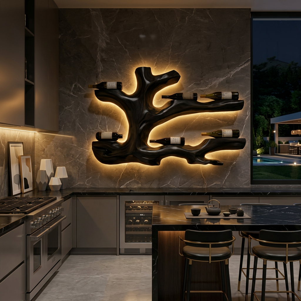 Rustic Live Edge Wine Rack Wall Hanging For Home Interiors