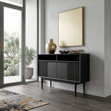 Scandinavian Wooden Console Table With Carved Fluted For Entryway