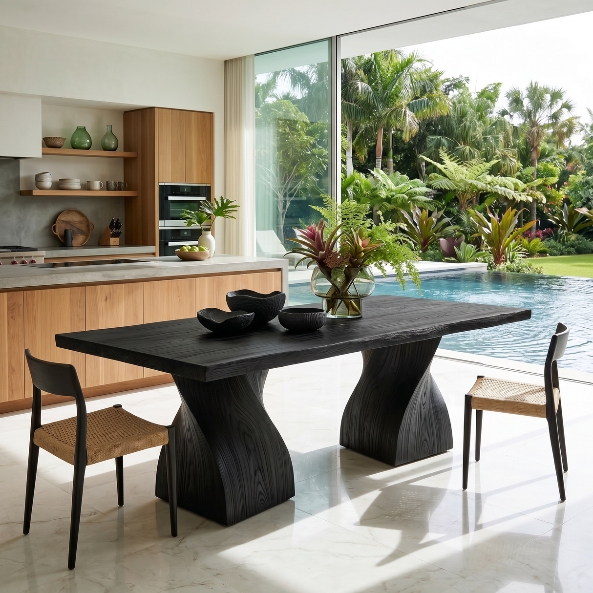 Modern Statement Feast Table For Tropical Dining Space