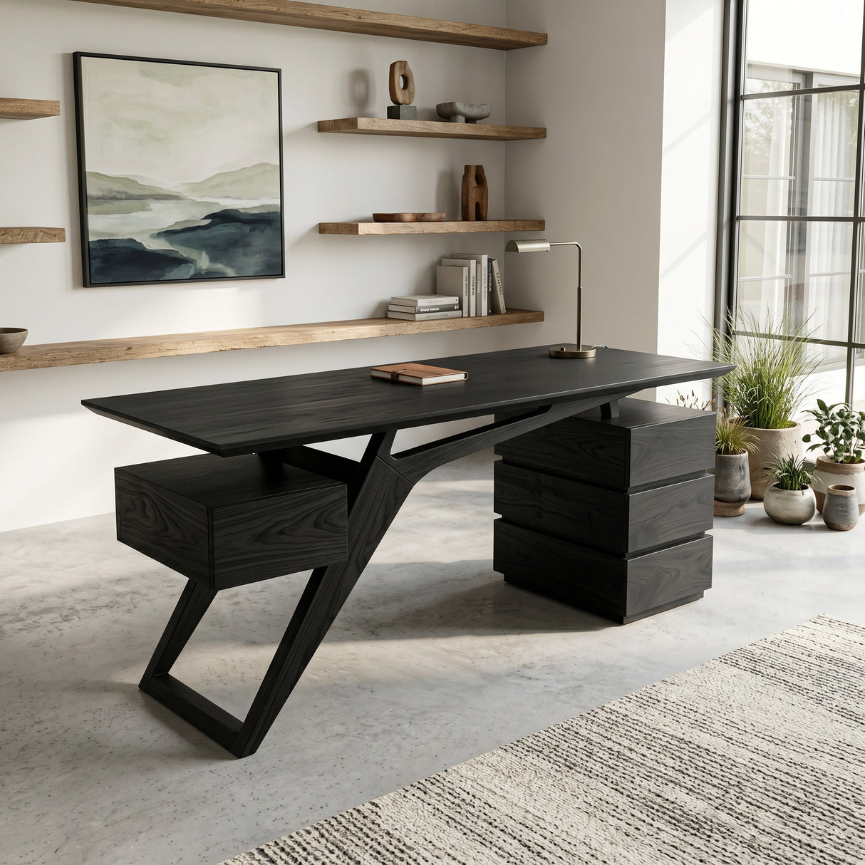 Modern Executive Desk With Sculptural Geometric Design For Workspace