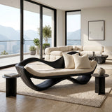 Luxury Natural Wood Sofa With Sculptural Form For Living Room