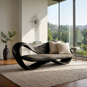 Modern Wooden Sofa With Sculptural Frame For Home Living