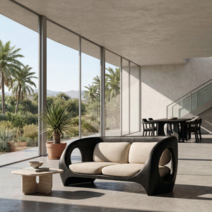 Elegant Sculptural Wooden Sofa For Quiet Luxury Interior