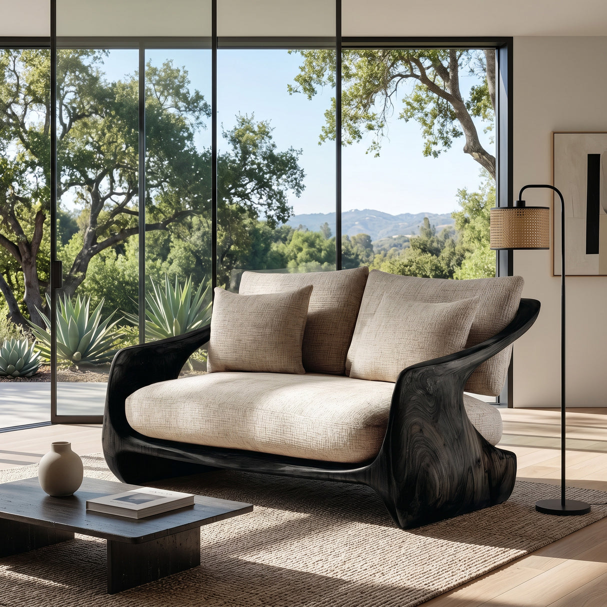 Contemporary Natural Wood Sofa For Modern Minimalist Home