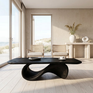 Modern Coffee Table With Organic Curved Base For Living Room