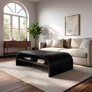Modern Coffee Table With Flowing Rounded Edge For Living Room
