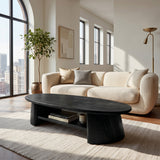 Handcrafted Oval Coffee Table With Open Storage For Home Decor