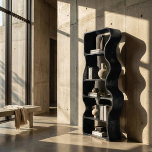 Organic Standing Shelf With Flowing Edges For Living Room