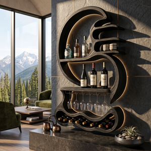 Rustic Wall Mounted Wine Display For Lounge Area