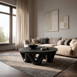 Modern Round Coffee Table With Flowing Sculptural Base For Home