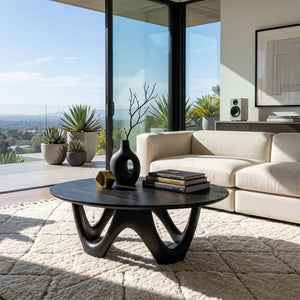 Minimalist Wooden Round Coffee Table For Living Room Decor