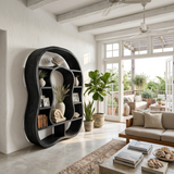 Sculptural Wooden Bookcase With Organic Open Design