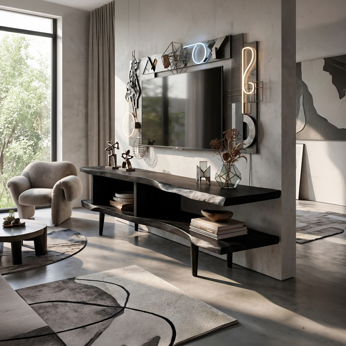 Contemporary Linear TV Stand For Apartment Interior