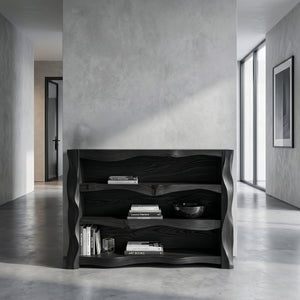 Rustic Console Table With Three Open Shelves For Home