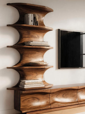 Modern TV Console With Vertical Shelving For Living Room