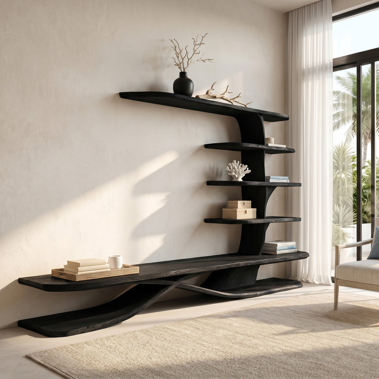 Contemporary TV Stand With Side Shelving For Living Room