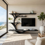 Organic TV Stand With Sculptural Branch Shelves For Living Room