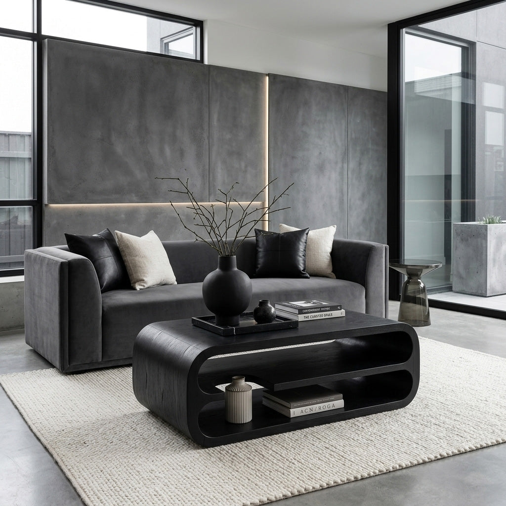 Minimalist Coffee Table With Storage Shelf For Living Room