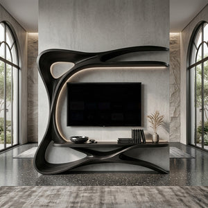 Organic TV Stand With Sculptural Frame For Living Room