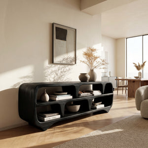 Contemporary Waterfall Wooden Bookshelf For Living Room