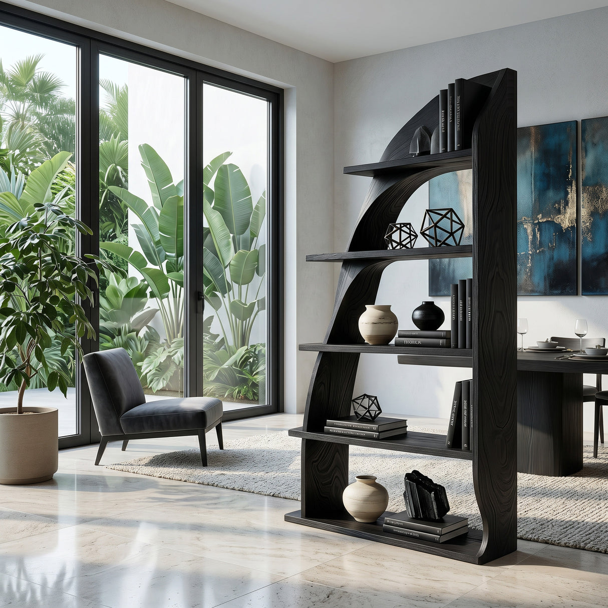 Organic Natural Wood Bookshelf For Living Room Display