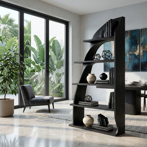Organic Natural Wood Bookshelf For Living Room Display