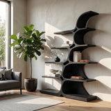Japandi Carved Sculptural Bookshelf For Living Room