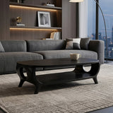 Organic Curved Coffee Table With Shelf For Living Room Decor