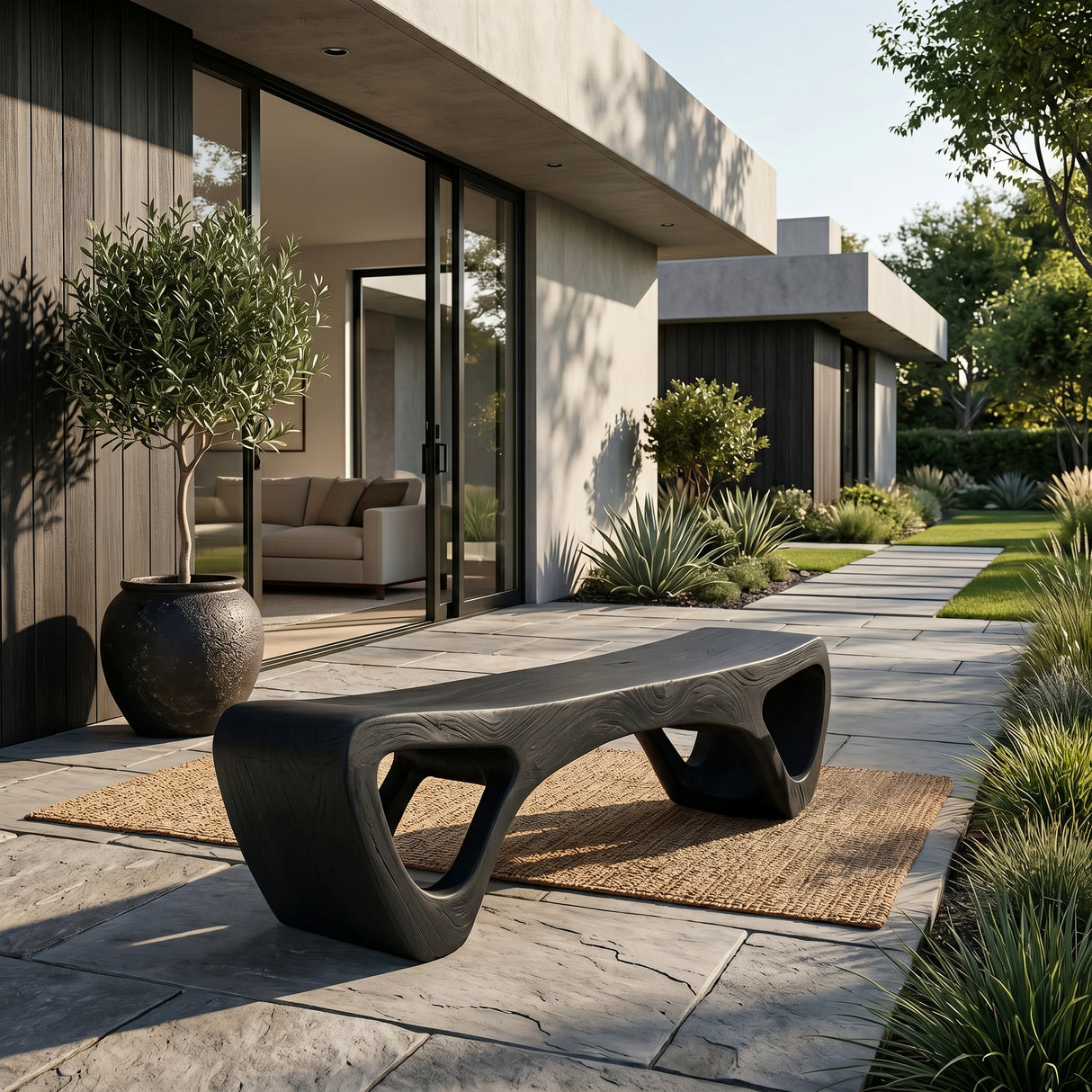 Handcrafted Wooden Garden Bench For Outdoor Lounge Area