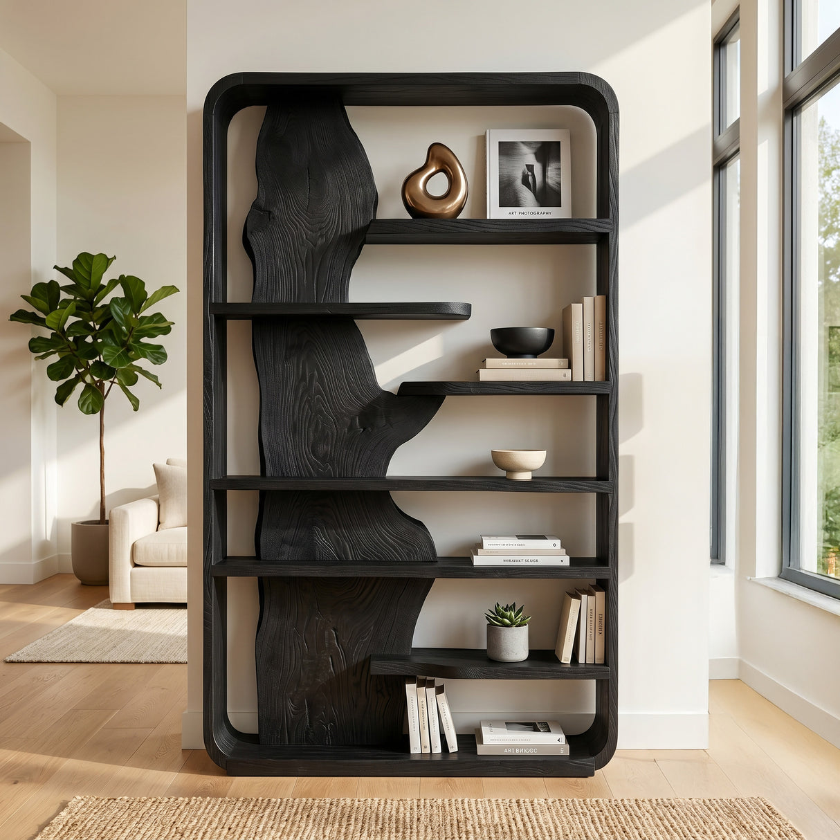 Contemporary Wooden Standing Shelf For Home Office Storage