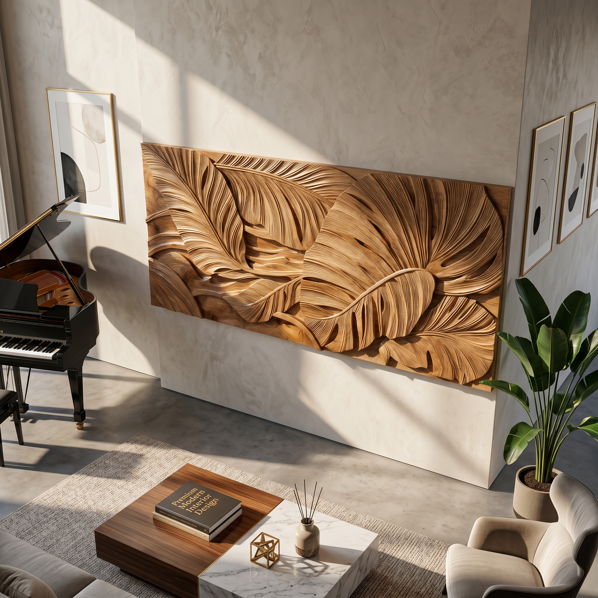 Luxury Wall Art With Botanical Relief For Foyer