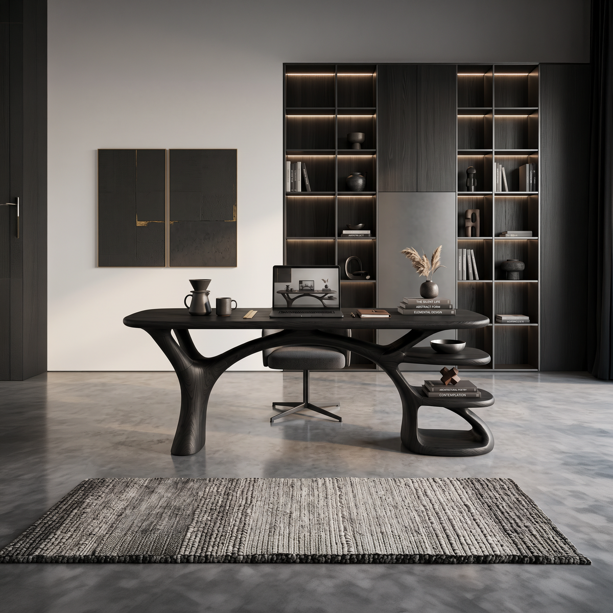Modern Organic Form Study Desk Bedroom Workspace