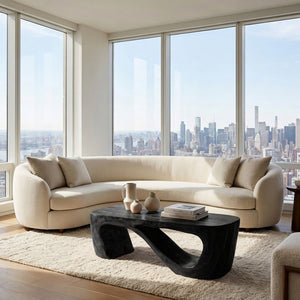 Minimalist Natural Wood Coffee Table With Sculptural Form For Living