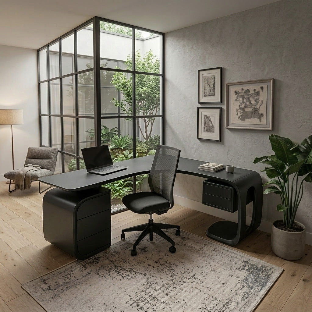 Mid Century L-Shaped Desk For Workspace Or Office