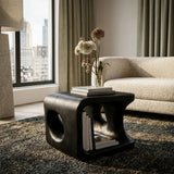 Organic Natural Wood Open Cube Side Table For Living Room