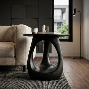 Modern Sculptural Wooden Loop Side Table For Home Decor